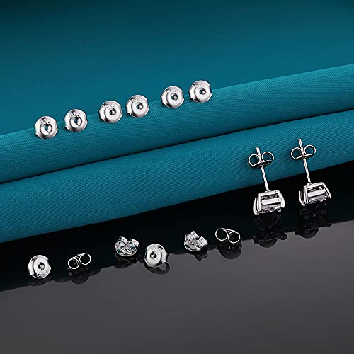 Catinee 16PCS 925 Sterling Silver Earring Backs 14k White Gold Plated Earring Backs for Studs 6MM Hypoallergenic Secure Earring Backings for Locking Stud Earrings(8White+8Gold) - Image 3